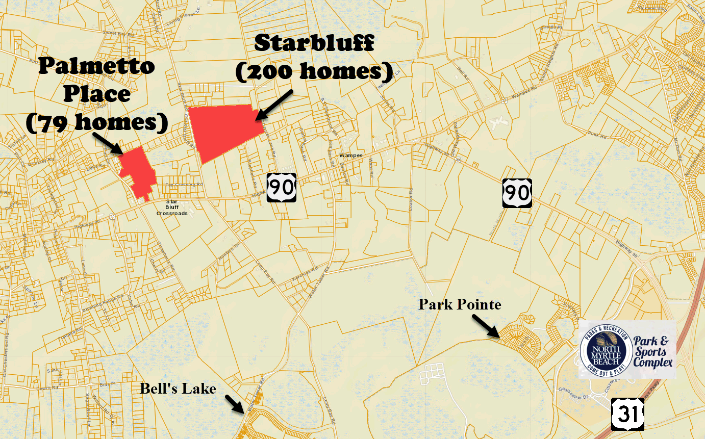 New home community of Starbluff in Longs, SC