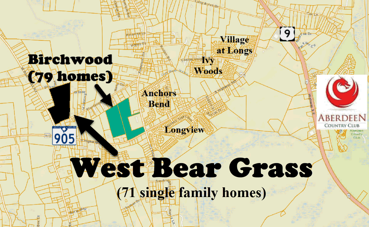 New home community of Weat Bear Grass in Longs